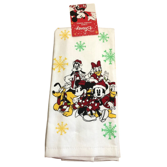 Disney Towel Set of 2 Mickey Mouse and Friends Christmas Towels