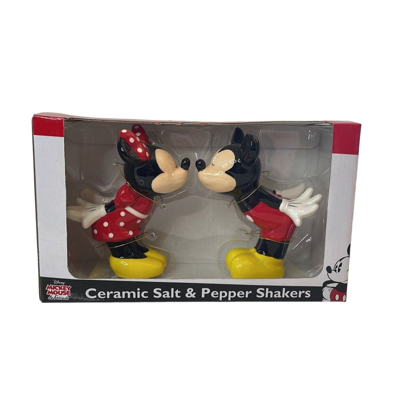 Disney Mickey Mouse and Minnie Mouse Kissing Ceramic Salt and Pepper Shakers